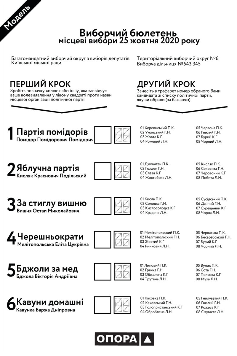 Модель виборчого бюлетня 